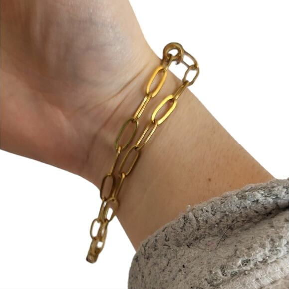 Broken China Bell Yellow Lilly Gold-Plated Paperclip Link Chains - Picture 4 of 4